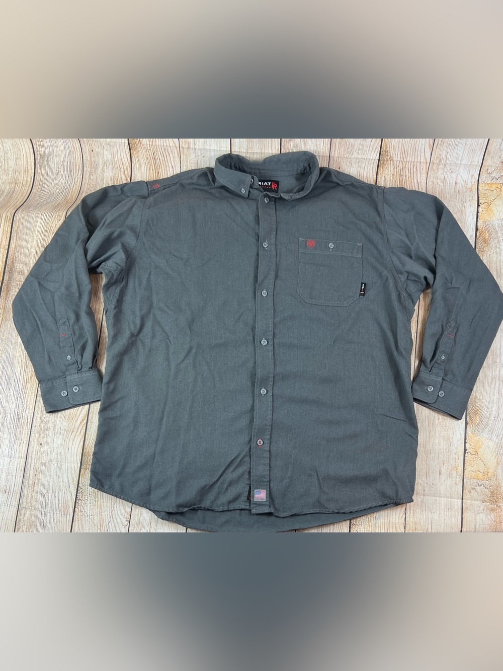 Mens Ariat FR Work Button Shirt Charcoal Grey Flame Resistant Cat 2 Size 2XL
